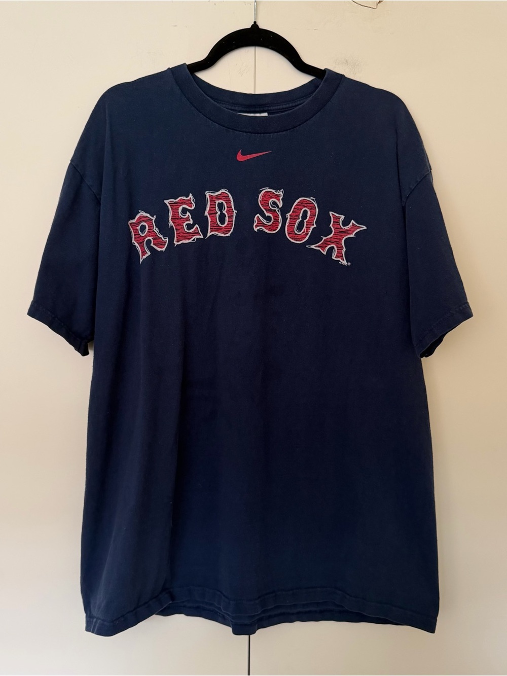 Y2K Vintage Nike Boston Red Sox Navy Graphic Tee Baggy